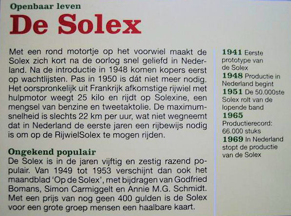 Infotekst behorend bij de Solex zegel