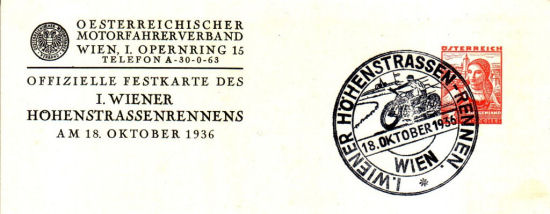 Stempel 1e Wiener Hohenstrassen-Rennen