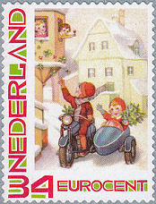 Personalized Christmas Stamp Netherlands - motor + sidecar