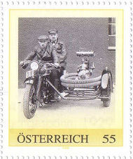 Stamp Austrian Post - fire fighters motorcycle