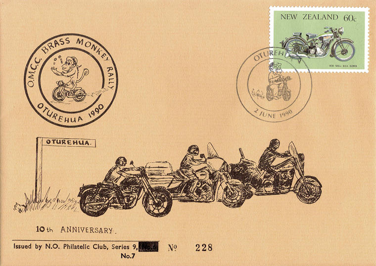 Envelope with stamp of the Brass Monkey Rally