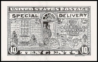 First design of USA Express stamp with motorcycle