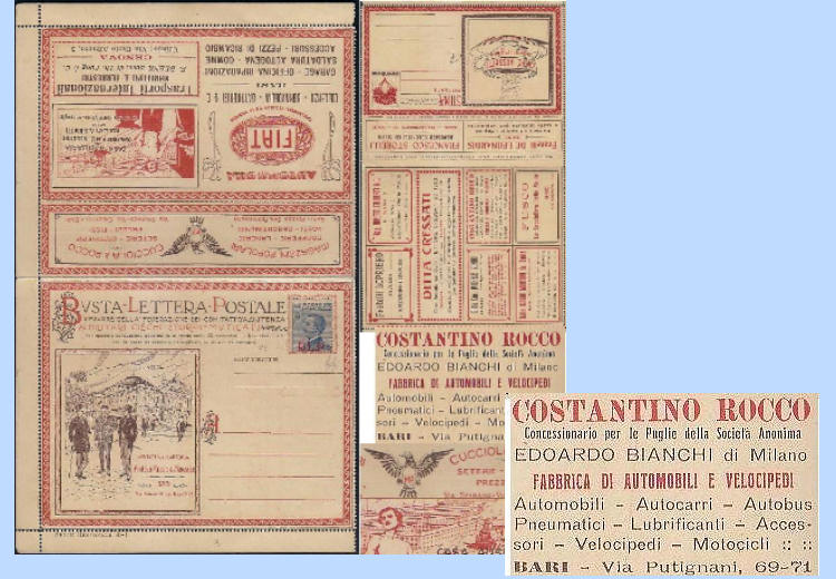 Italian folding letter with advertisement for motorcycles