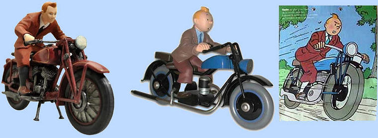 Tin Tin on a motorcycle